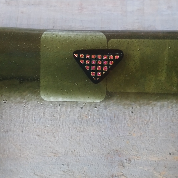 Kiln Art Fused Glass & Dichroic Trinket Dish Tray Signed - Picture 15 of 15